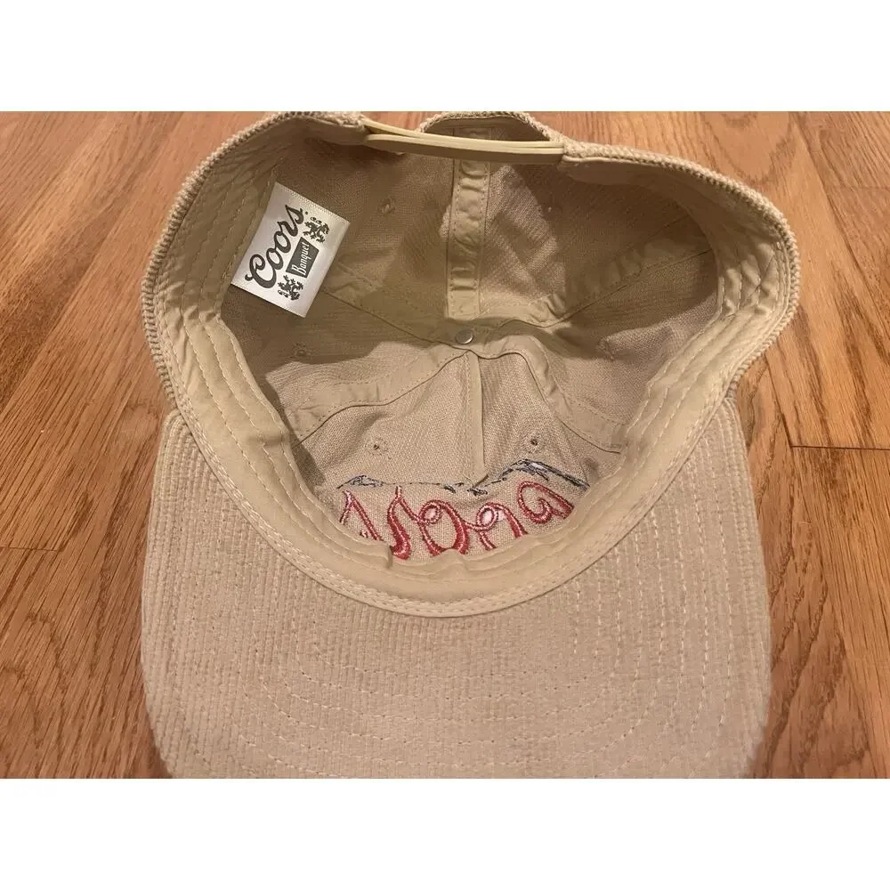 Vintage Style Coors Banquet Beer Corduroy Snapback Hat Logo Golden Colorado Cap